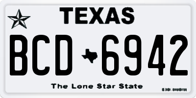 TX license plate BCD6942