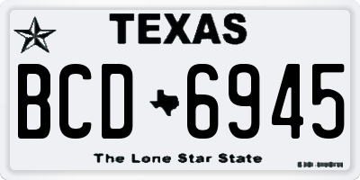 TX license plate BCD6945