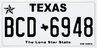 TX license plate BCD6948