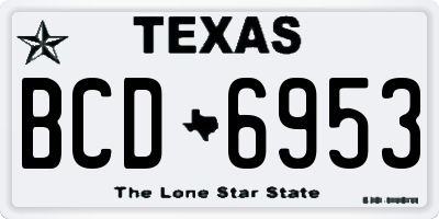 TX license plate BCD6953
