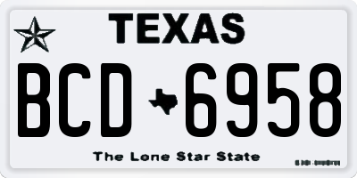 TX license plate BCD6958