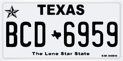 TX license plate BCD6959