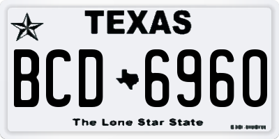 TX license plate BCD6960