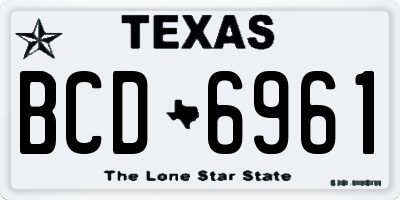 TX license plate BCD6961