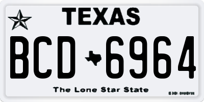 TX license plate BCD6964