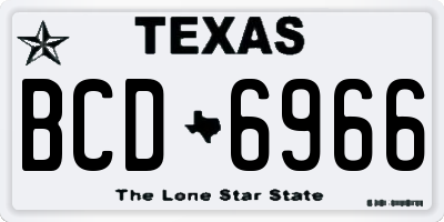 TX license plate BCD6966