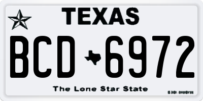 TX license plate BCD6972