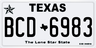 TX license plate BCD6983