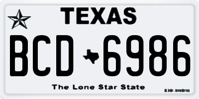 TX license plate BCD6986