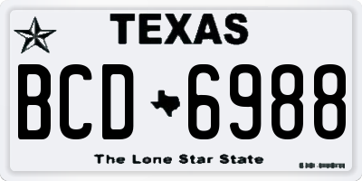 TX license plate BCD6988