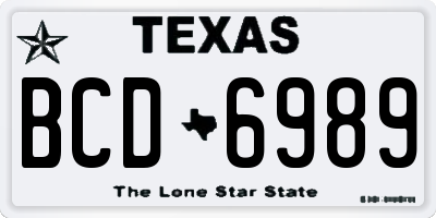 TX license plate BCD6989