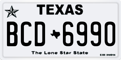TX license plate BCD6990