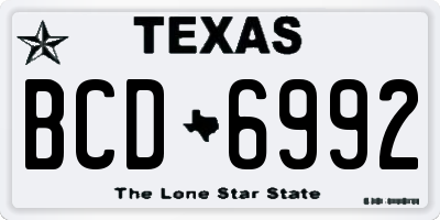 TX license plate BCD6992