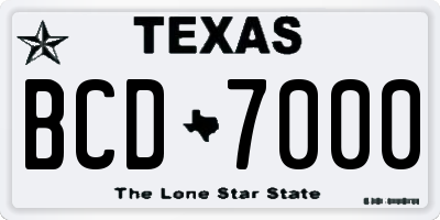 TX license plate BCD7000