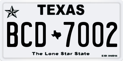 TX license plate BCD7002