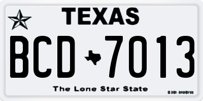 TX license plate BCD7013