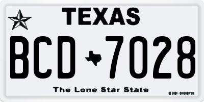 TX license plate BCD7028