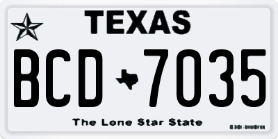 TX license plate BCD7035