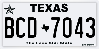 TX license plate BCD7043