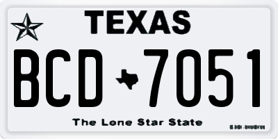 TX license plate BCD7051