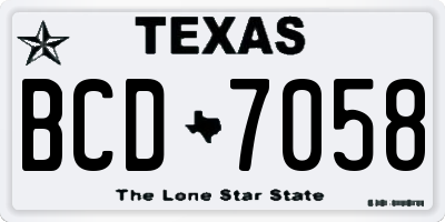 TX license plate BCD7058