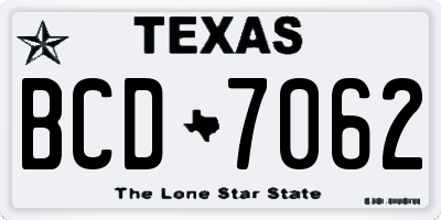 TX license plate BCD7062