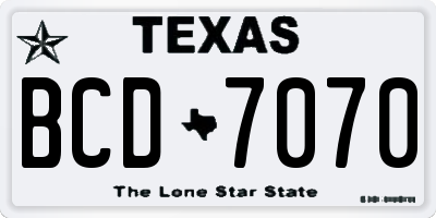 TX license plate BCD7070