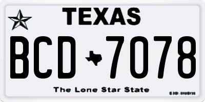 TX license plate BCD7078