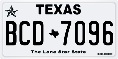 TX license plate BCD7096