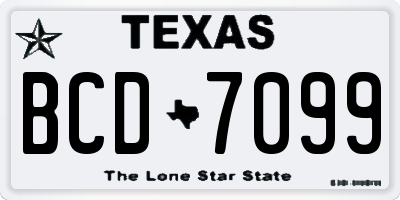 TX license plate BCD7099
