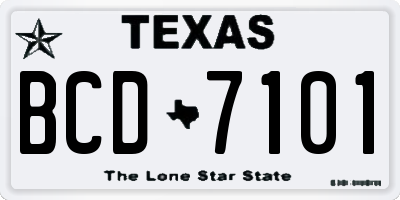 TX license plate BCD7101