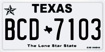 TX license plate BCD7103