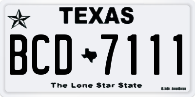 TX license plate BCD7111