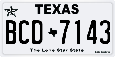 TX license plate BCD7143