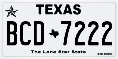 TX license plate BCD7222
