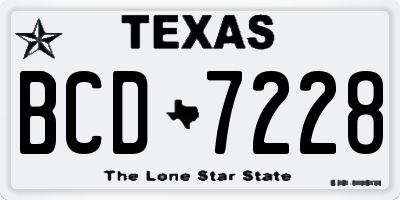 TX license plate BCD7228