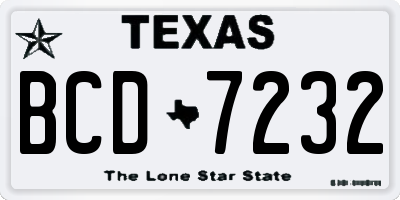 TX license plate BCD7232
