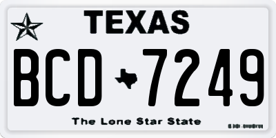 TX license plate BCD7249