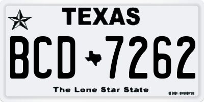 TX license plate BCD7262
