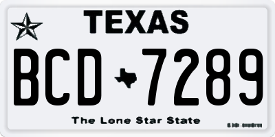 TX license plate BCD7289