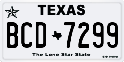 TX license plate BCD7299