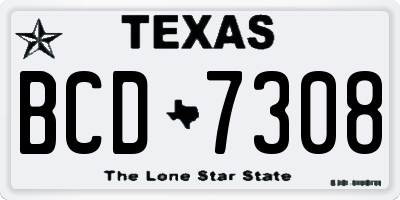 TX license plate BCD7308