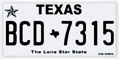 TX license plate BCD7315