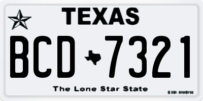TX license plate BCD7321