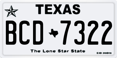 TX license plate BCD7322