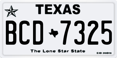 TX license plate BCD7325