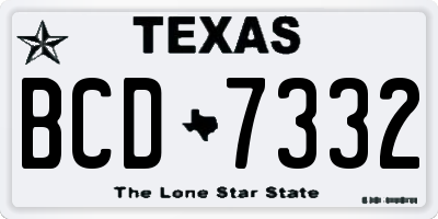 TX license plate BCD7332