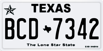 TX license plate BCD7342