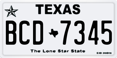 TX license plate BCD7345