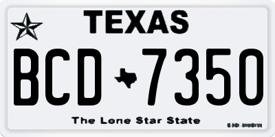 TX license plate BCD7350